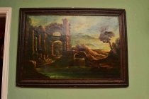 01748a-Antique-Oil-Painting-Landscape-Ruins-XIX-Century