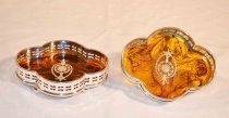 03151-Lovely-Pair-Silver-Plate-&-Faux-Tortoiseshell-Coasters