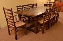 03869a-Vintage-solid-oak-refectory-dining-table-&-10-chairs