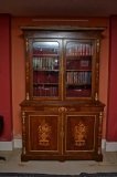 03986-Antique-Victorian-Burr-Walnu-Marquetry-Bookcase-C1860