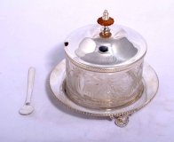 04130-Gorgeous-Victorian-Silver-Plate-&-Cut-Glass-Sugar-Bowl