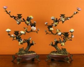 00131-Stunning-Pair-Ormolu-and-Porcelain-Floral-Candelabras-1