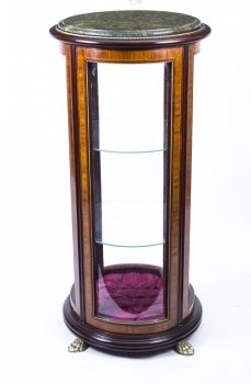 00245-French-Circular-Glass-Mahogany-Marble-Display-Cabinet-1