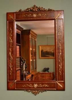 00509-Exquisite-Inlaid-Walnut-Ormolu-Wall-Mirror-1