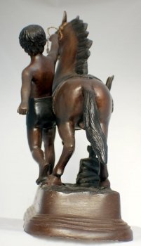 00537-Stunning-J-D-ASTE-Bronze-Horse-&-Child-Statuette-2
