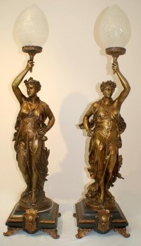 00566-Stunning-Pair-Bronze-Female-Figure-Classical-Lamps-1