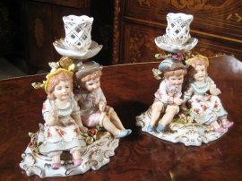 00828-Pair-Hand-Painted-Dresden-Porcelain-Candlesticks-1