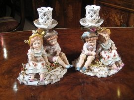 00828-Pair-Hand-Painted-Dresden-Porcelain-Candlesticks-2