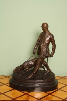 00991-Beautiful-Bronze-Hunter-and-Dog-Sculpture-Mene-1