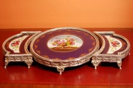 01054-Victorian-Silver-Plate---Porcelain-Triple-Centrepiece-1