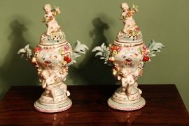 01308-Pair-Dresden-Hand-Painted-Porcelain-Potpourri---Vases-1