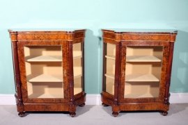 01411-Pair-Victorian-Burr-Walnut-Inlaid-Display-Cabinets-2