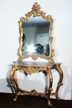 01557-Ornate-French-Louis-XV-Giltwood-Console-Table-&-Mirror-1