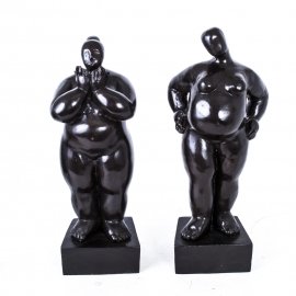 01632-Pair-Unusual-Abstract-Bronze-Figures-Fernando-Botero-1