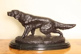 01633-Stunning-Bronze-Sculpture-Gun-Dog-at-Work-Pierre-Mene-1