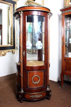 01648-Circular-Walnut-&-Ormolu-Marble-Topped-Display-Cabinet-1