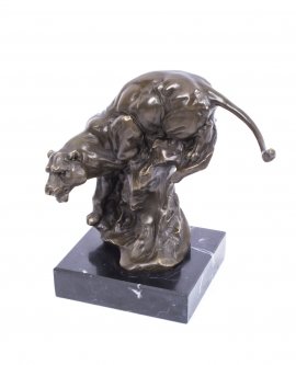 01685-Amazing-Bronze-Pouncing-Panther-Sculpture-Marble-Base-1