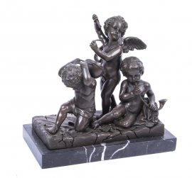 01689-Charming-Trio-of-Cherub-Musicians-Bronze-Sculpture-1