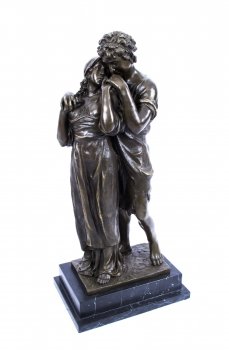 01696-Large-Bronze-Classical-Lovers-Sculpture-on-Marble-Base-1