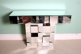 01698-Unusual-Ultra-Modern-Mirrored-Cubist-Console-Table-1