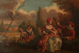 01738a-Antique-Oil-Painting-Riverside-Conversations-2