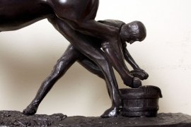 01820-Stunning-Bronze-Racehorse-&-Blacksmith-Sculpture-6