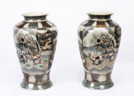 02110-Pair-Japanese-Satsuma-Hand-Painted-Porcelain-Vases-1