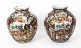 02116-Pair-Japanese-Imari-Hand-Painted-Porcelain-Vases-1