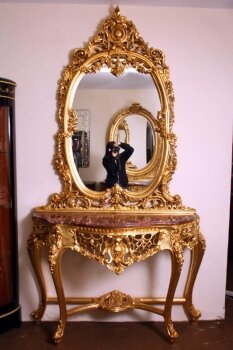 02152-Ornate-French-Louis-XV-Giltwood-Console-Table-&-Mirror-1