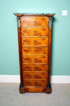 02209-Tall-8-Drawer-Empire-Walnut-Chest-Verde-Antico-Marble-1