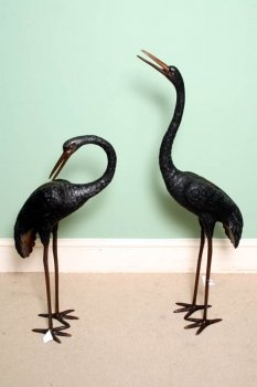 02250-Stunning-Pair-Bronze-Crane-Sculptures-1