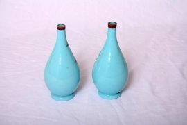 02524-Beautiful-Antique-Pair-Blue-Opaline-Glass-Vases-2