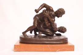 02715-Stunning-Pair-Greco-Roman-Wrestlers-Bronze-Sculpture-1
