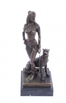 02903-Stunning-Bronze-Sculpture-Egyptian-Princess-&-Panther-1