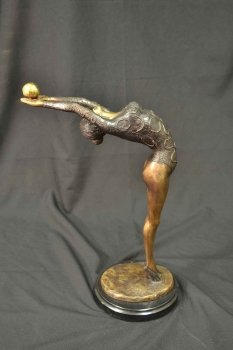 02981-Stunning-Bronze-Sculpture-Exotic-Dancer-Marble-Base-1