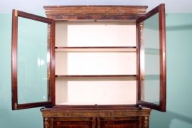 Antique-English-Victorian-Walnut-Marquetry-Bookcase-12