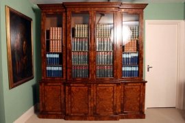 Antique-Victorian-Pollard-Oak-Breakfront-Bookcase-1