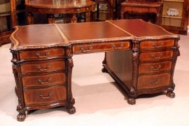 Large-Georgian-Mahogany-Lion-s-Head-Partner-s-Desk-1