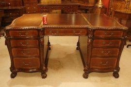 Large-Georgian-Mahogany-Lion-s-Head-Partner-s-Desk-11