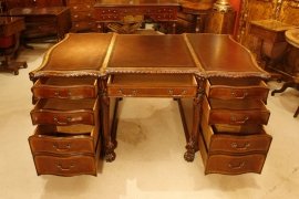 Large-Georgian-Mahogany-Lion-s-Head-Partner-s-Desk-3