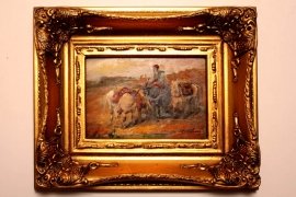 Oil-Painting-Arab-Bedouin-Horseman-Giltwood-Frame-1