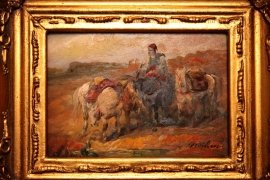 Oil-Painting-Arab-Bedouin-Horseman-Giltwood-Frame-2