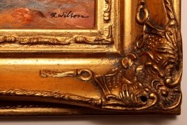 Oil-Painting-Arab-Bedouin-Horsemen-Giltwood-Frame-3