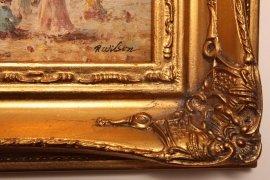 Oil-Painting-Impressionist-Beach-Scene-giltwood-frame-3