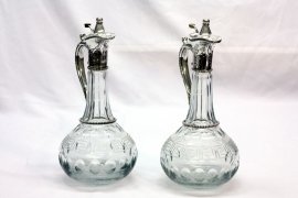 Pair-Cut-Glass-and-Silver-Plate-Claret-Jugs-Decanters-2