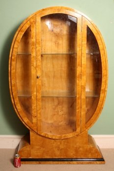 Stunning-Art-Deco-Birdseye-Maple-Oval-Display-Cabinet-8