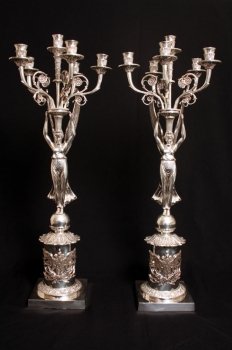 Stunning-Pair-Empire-Silver-Plate-6-Light-Candelabras-1