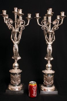 Stunning-Pair-Empire-Silver-Plate-6-Light-Candelabras-18
