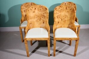 Stunning Set 4 Art Deco Birdseye Maple Dining Chairs | Ref. no. 01517 | Regent Antiques
