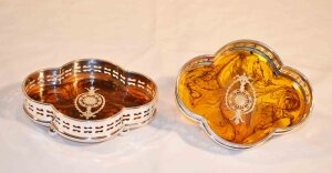 Lovely Pair Silver Plate & Faux Tortoiseshell Coasters | Ref. no. 03151 | Regent Antiques